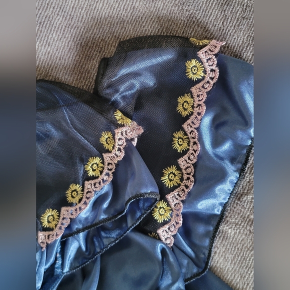 Blue Vintage Inspired Nightie with Embroidered Sleeves Sz 2X/3X PLUS - Picture 8 of 14